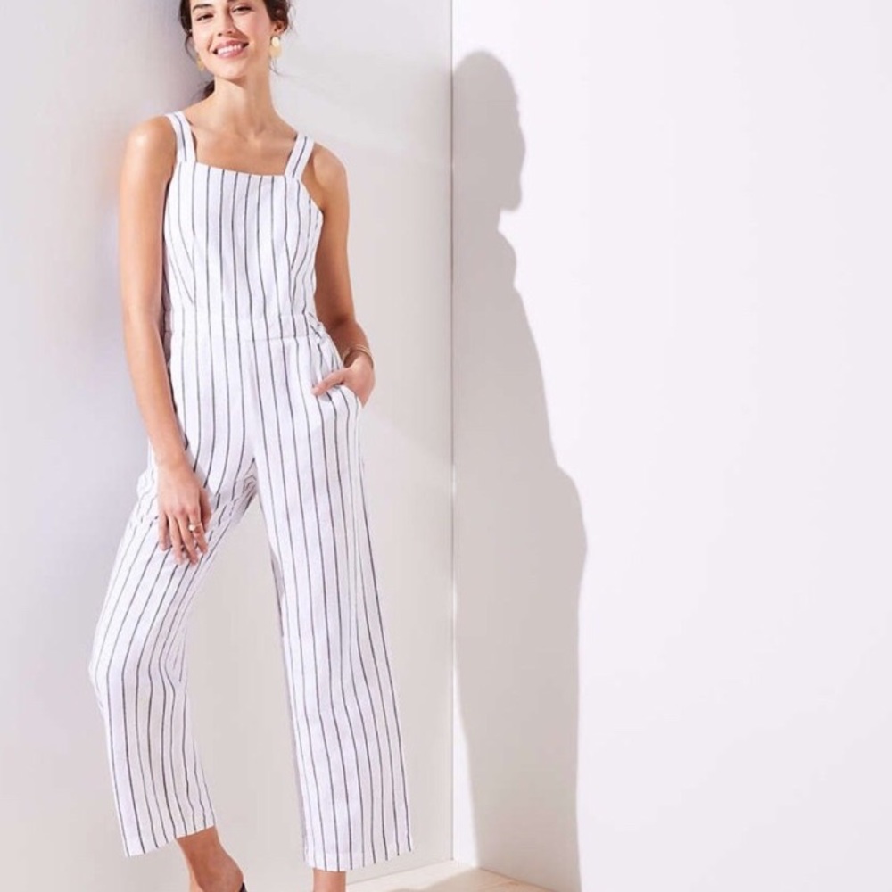 LOFT White & Grey Jumpsuit